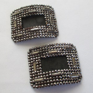 Vintage Cut Steel Rectangular Shoe Buckles A. L. Co. Made in France