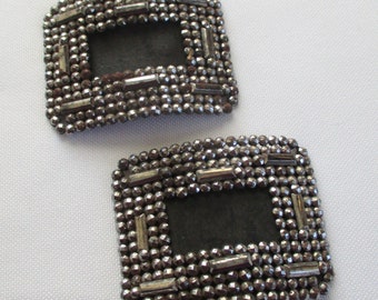 Vintage Cut Steel Rectangular Shoe Buckles A. L. Co. Made in France