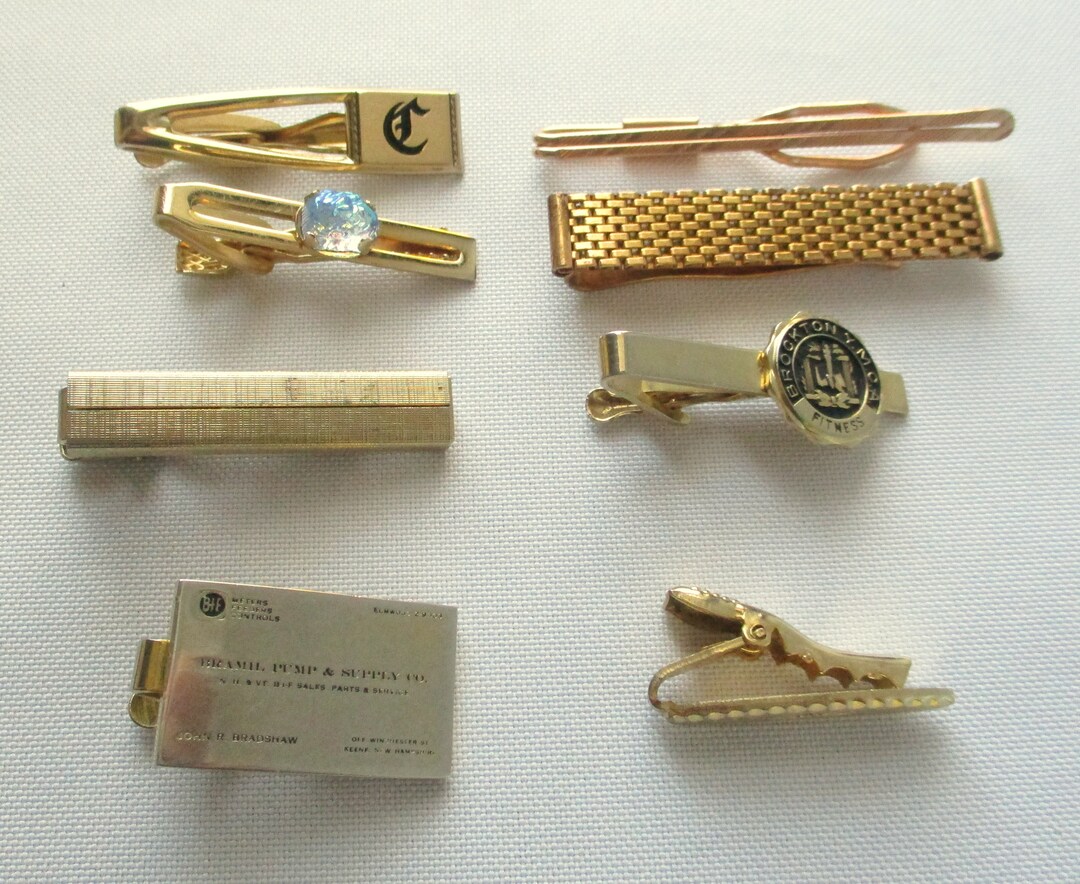 Vintage Tie Bars and Clips Gold Tone 8 Pieces Etsy