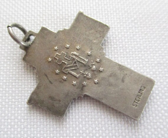 Vintage Sterling Silver Patriotic Cross with Wings and the Miraculous Medal View 5