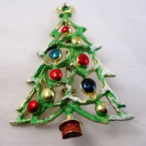 Vintage Decorated Christmas Tree Brooch