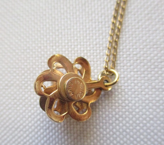 Vintage Amco Gold Filled Pearl Flower Pendant Nec… - image 5