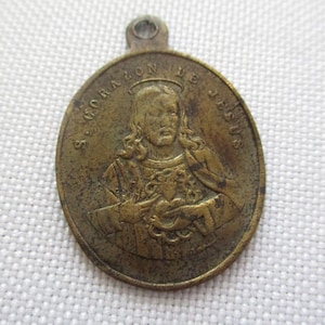 Vintage S Corazon de Jesus and Sacre Coeur de Marie Religious Medal