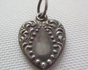 Vintage Engraved Heart Pendant or Charm BM Initial Monogram Sterling Silver