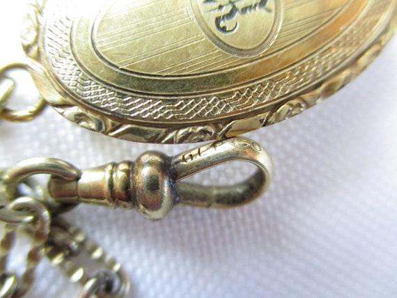 Vintage Engraved Belt Pocket Watch Chain Initial … - image 3