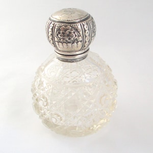 Vintage Birmingham Sterling Silver Perfume Glass Bottle Charles Wilkes