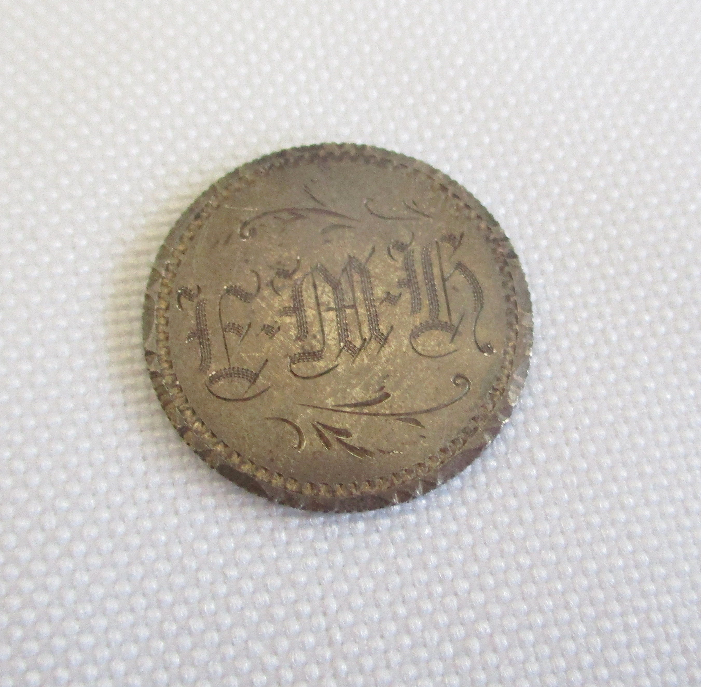 Vintage EMH Initial Monogram Love Token Coin 1887 Seated Liberty