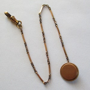 Vintage S. P. Company Pocket Watch Chain with Engraved Button Clasp