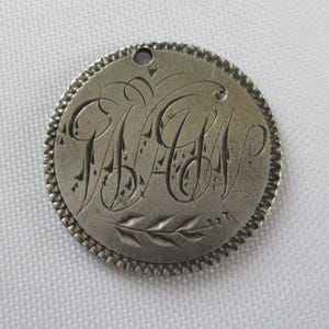 Vintage 1875 Love Token Coin Initial Monogram