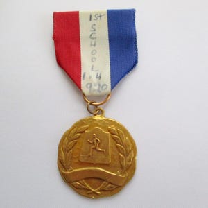 Vintage Track Award Medal Ribbon Pin