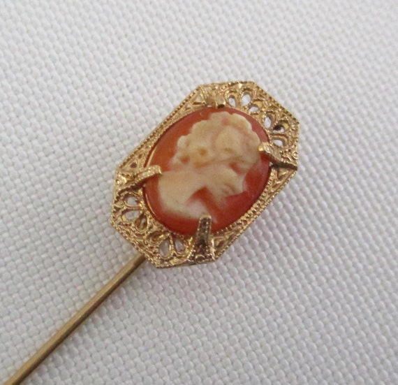 Vintage Gold Filled Cameo Stick Pin - image 6