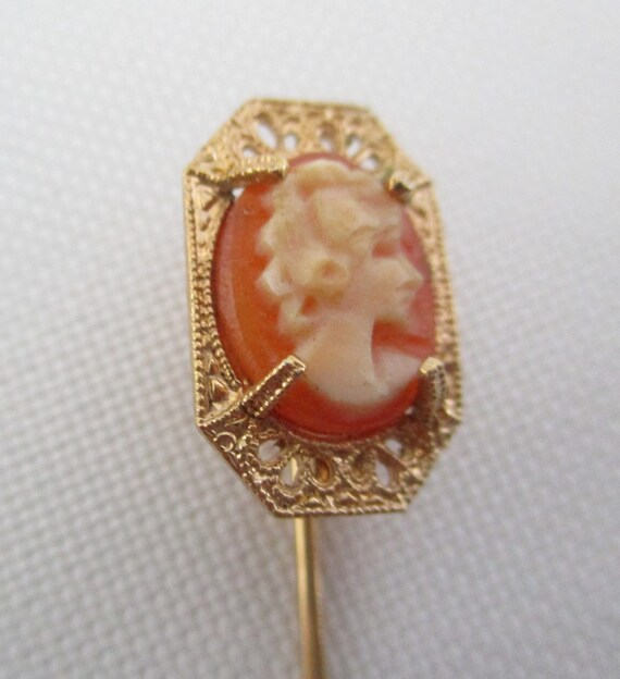 Vintage Gold Filled Cameo Stick Pin - image 2
