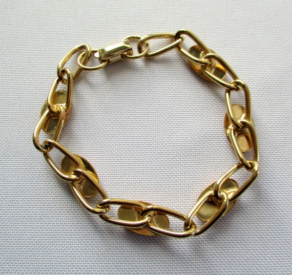 Vintage Coro Gold Tone Oval Link Bracelet Peach/P… - image 7