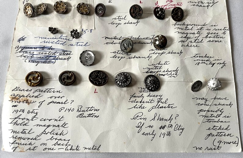 Vintage Button Display Card 31 Assorted Cut Steel, Brass, and Metal ...