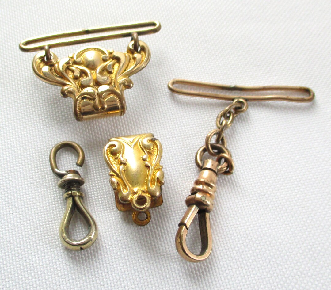 Vintage Pocket Watch Chain Parts 4 Pieces Etsy