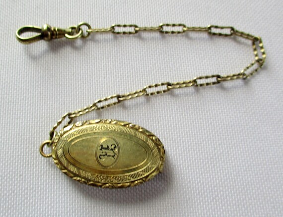 Vintage Engraved Belt Pocket Watch Chain Initial … - image 8