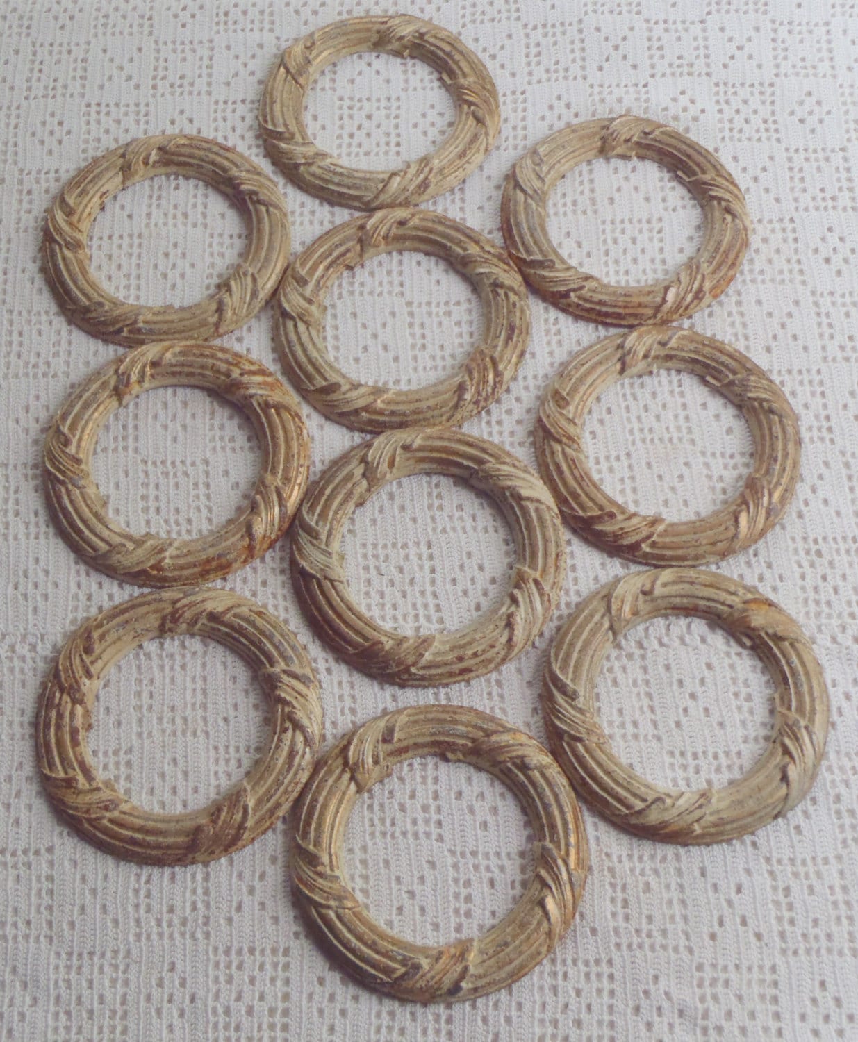 Vintage Drapery Rings Painted Iron Festoon Holders Set Of 10