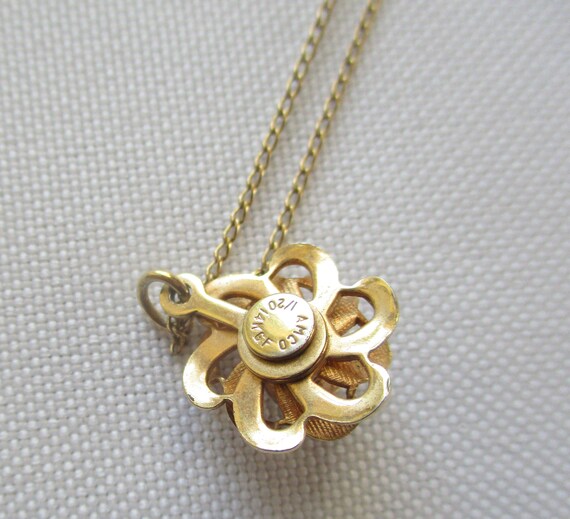 Vintage Amco Gold Filled Pearl Flower Pendant Nec… - image 6