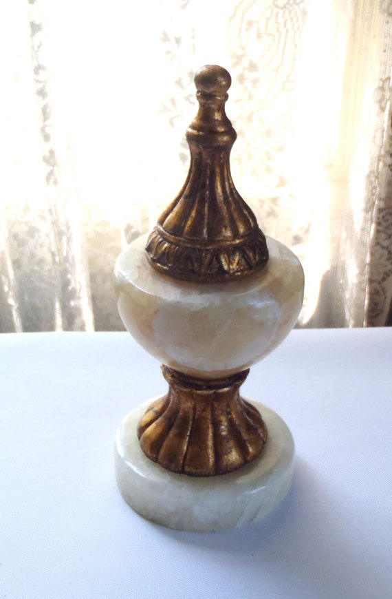 Vintage Italian Marble Gilt Finial Table Decoration Etsy