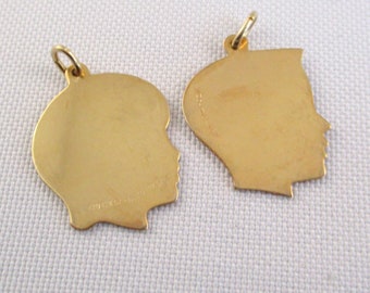 Vintage Gold Filled Boy and Girl Charm Pendants