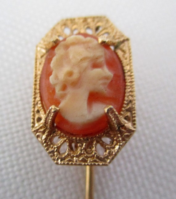 Vintage Gold Filled Cameo Stick Pin - image 1