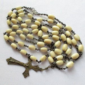 Vintage Off White Bead Rosary Italy