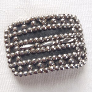 Vintage Cut Steel Rectangular Shoe Buckle Made in France Black Backing