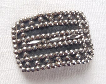 Vintage Cut Steel Rectangular Shoe Buckle Made in France Black Backing