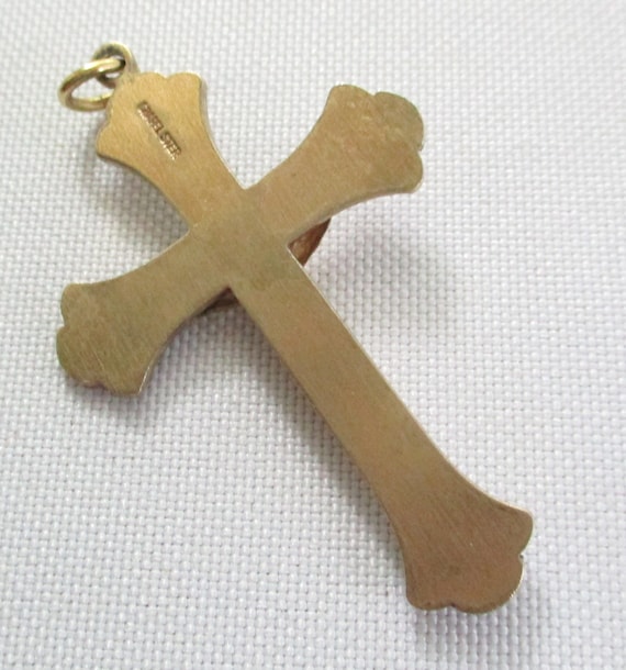 Vintage Chapel Sterling Silver Cross Pendant Gilt… - image 6