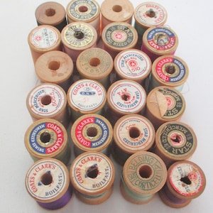 Vintage Group of 24 Assorted Thread Wood Spools
