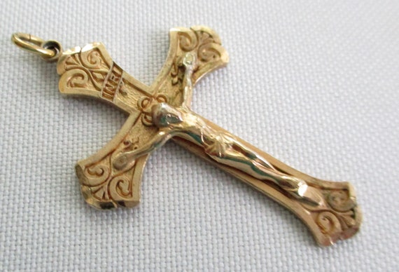 Vintage Chapel Sterling Silver Cross Pendant Gilt… - image 3