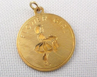 Vintage Gold Filled Flower Girl Charm Pendant