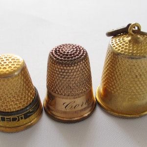 Vintage Group of 3 Thimbles Cora Monogram, Toledo, and Made in Spain