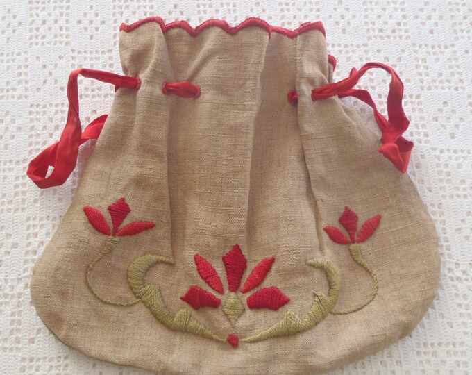 Vintage Sewing Bag Arts and Crafts Embroidery Etsy