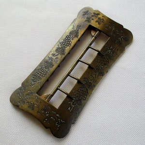 Vintage Brass Belt Buckle Grape Leaf Motif