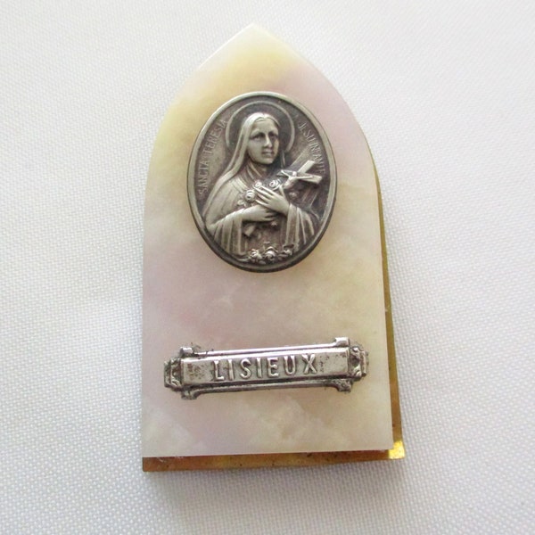 Vintage Religious Plaque St. Theresa of Lisieux Easel Back