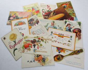 Vintage Group of 14 Holiday Postcards for Repurposing Christmas, Easter, and Thanksgiving