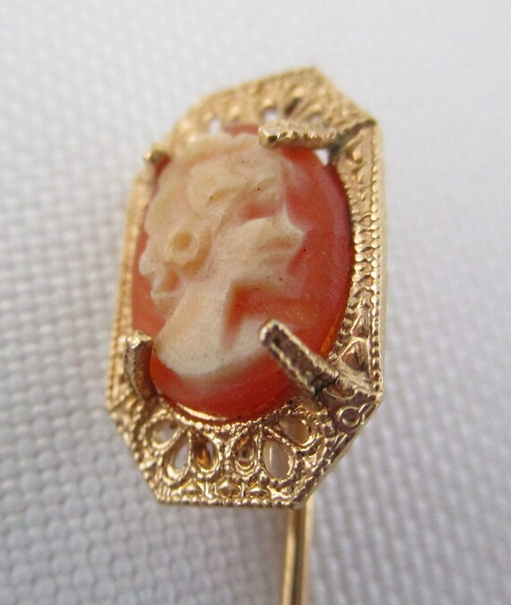 Vintage Gold Filled Cameo Stick Pin - image 4