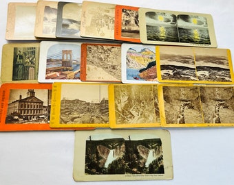 Vintage Assorted Stereoview Cards Group of 16 U. S. Scenes