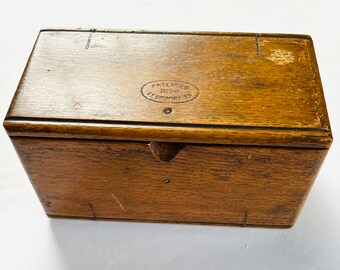 Vintage Singer Oak Folding Puzzle Box and Some Attachments