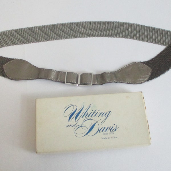 Vintage Whiting & Davis Vintage Gunmetal Belt Medium Size Original Box