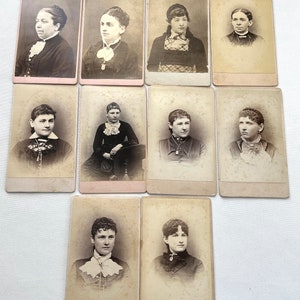Vintage Group of 10 Cartes de-Visite of Ladies Late 1800s