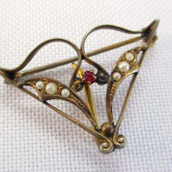 Vintage Watch Pin with Seed Pearls