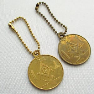 Vintage Round Masonic Eureka Lodge 100th Anniversary Key Chains 1860-1960