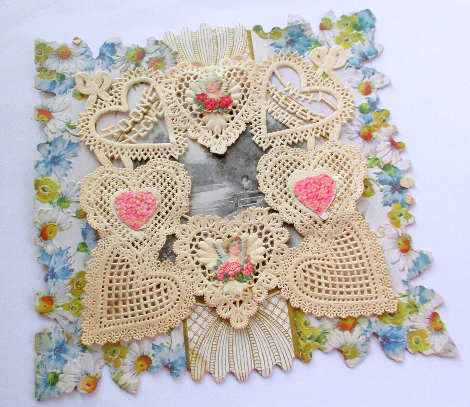 Vintage 1907 Paper Lace Heart Die Cut Valentine With Original Envelope ...