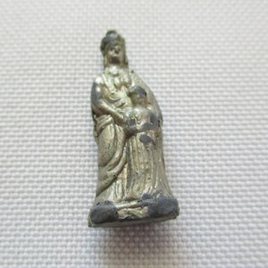 Vintage Our Lady of Mt. Carmel Pocket or Travel Shrine Worn Condition