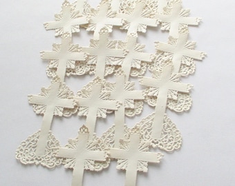 Conjunto vintage de 18 cruces de encaje de papel troquelado