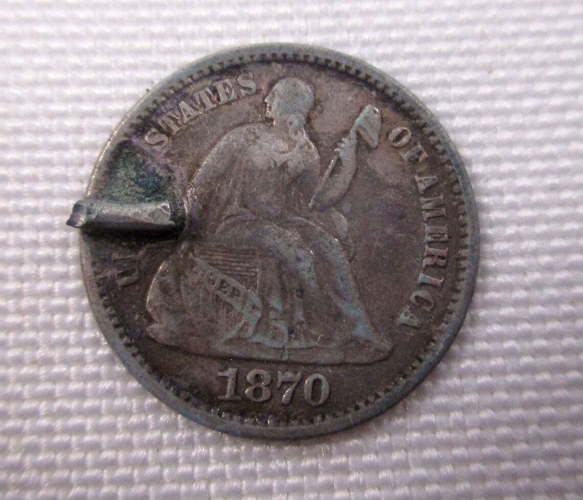 Vintage MKR Monogram Love Token Half Dime Coin 1870 Seated ...