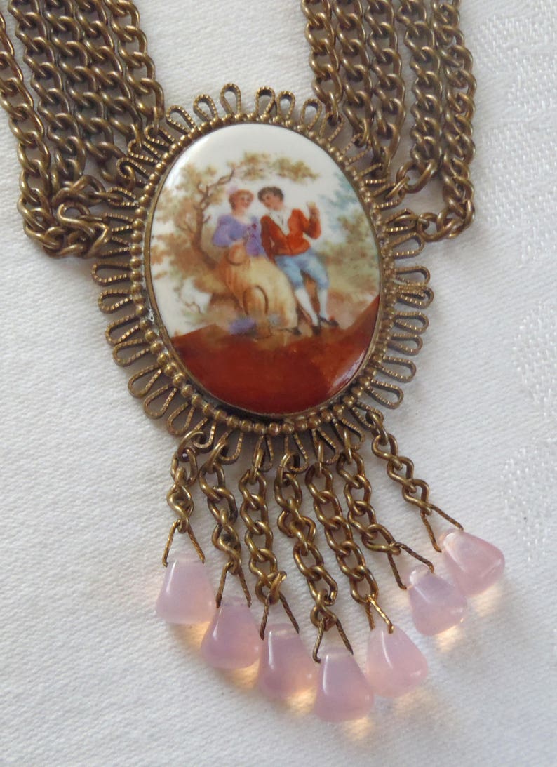 Vintage Cameo Festoon Necklace Victorian Revival Etsy