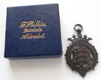 Vintage Essex Schools Inter-District Championship 1950-51 Award Medal Fob Original Box